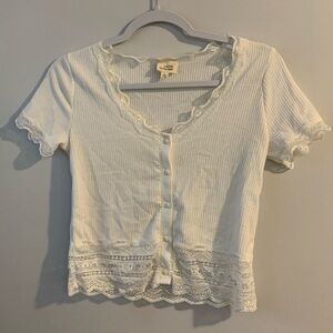 Caution to the wind White Top with lace details